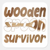 木製スプーン生きおもしろい残りイタリアンおもしろい スクエアシール (正面)