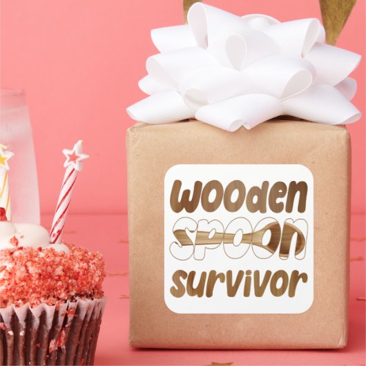 木製スプーン生きおもしろい残りイタリアンおもしろい スクエアシール (パーティー)