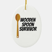 木製スプーン生きおもしろい残り セラミックオーナメント (正面)