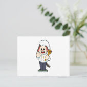 木製スプーン&料理エプロン付き調理師としての犬 ポストカード (スタンド正面)