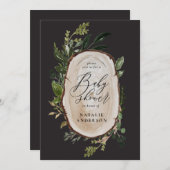 木製スライスのベイビーシャワー招待状 セーブザデート (正面/裏面)