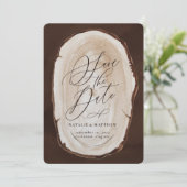 木製スライスタイプのウェディング・セーブ・ザ・デート招待状 セーブザデート (スタンド正面)