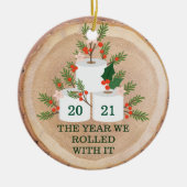 木製スライス転が及びそれを用いたおもしろい紙ツリー セラミックオーナメント (正面)