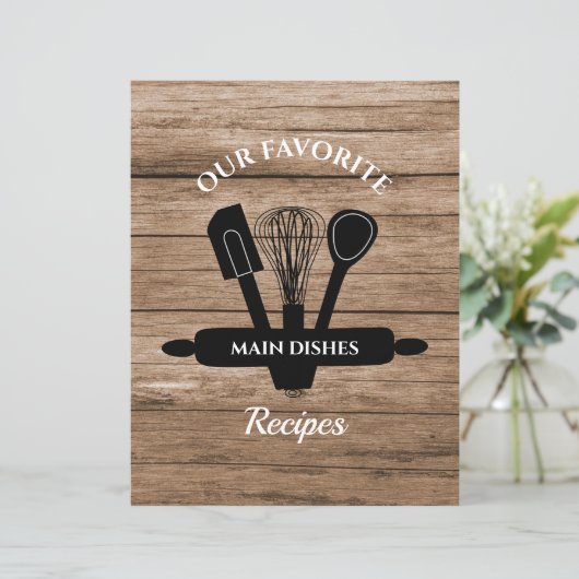 木製タブ素朴付きレシピクックブック分周器 (スタンド正面)