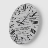 木製ダメージ風ファミリー名ローマ数字 ラージ壁時計 (傾斜)
