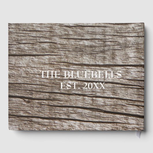 木製ダーク木材ビーチハウスパーソナライズされた ゲストブック (裏面)