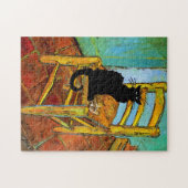 木製チェアの黒猫 ジグソーパズル (横)