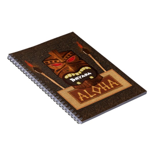 木製ティキマスクヴィンテージレトロアロハハワイアン ノートブック (右側)