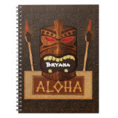 木製ティキマスクヴィンテージレトロアロハハワイアン ノートブック (正面)