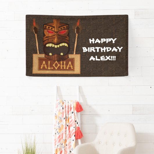 木製ティキマスクヴィンテージレトロアロハハワイアン 横断幕 (インサイチュ)