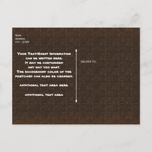 木製ティキマスクヴィンテージレトロアロハルアウ（ハワイ式宴会）パーティー インビテーションポストカード (裏面)