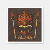 木製ティキマスクヴィンテージレトロルアウ（ハワイ式宴会）サマーパーティー スタンダードカクテルナプキン (正面)