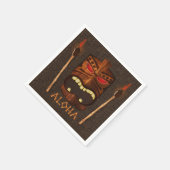 木製ティキマスクヴィンテージレトロルアウ（ハワイ式宴会）サマーパーティー スタンダードカクテルナプキン (角)