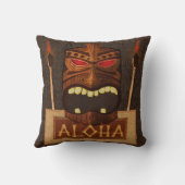 木製ティキマスクヴィンテージレトロルアウ(ハワイ式宴会)夏 クッション (裏面)
