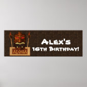 木製ティキヴィンテージレトロアロハルアウ（ハワイ式宴会）パーティーバナー ポスター (正面)