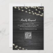木製テクスチャ白黒QRコードムスリム結婚ズ 招待状 (裏面)