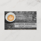木製テーブルのコーヒーカップ 名刺 (正面)
