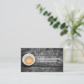 木製テーブルのコーヒーカップ 名刺 (スタンド正面)