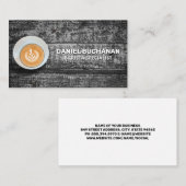 木製テーブルのコーヒーカップ 名刺 (正面/裏面)