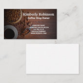 木製テーブルのコーヒー豆 名刺 (正面/裏面)