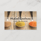 木製テーブルのスプーン&スパイス 名刺 (正面)