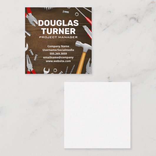 木製テーブルのツール スクエア名刺 (正面/裏面)