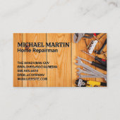 木製テーブルのハンドツール | 修理工 名刺 (正面)