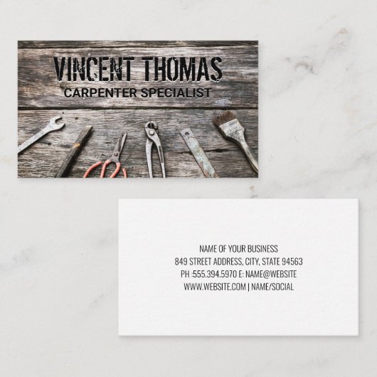 木製テーブルのハードウェアツール 名刺 (正面/裏面)