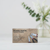 木製テーブルのプライヤー 名刺 (スタンド正面)