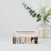 木製テーブルのヘアサロンツール 名刺 (スタンド正面)