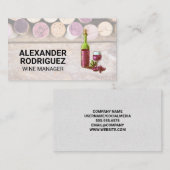 木製テーブルのワインコルク |ワインボトル 名刺 (正面/裏面)