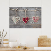 木製テーブルの上のハート ポスター (キッチン)