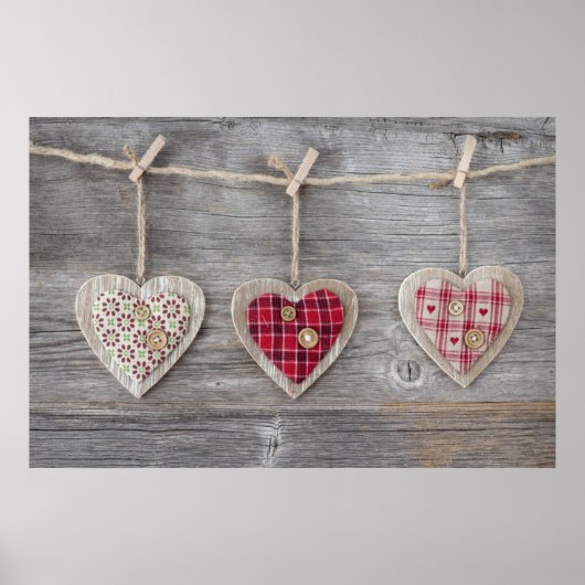 木製テーブルの上のハート ポスター (正面)