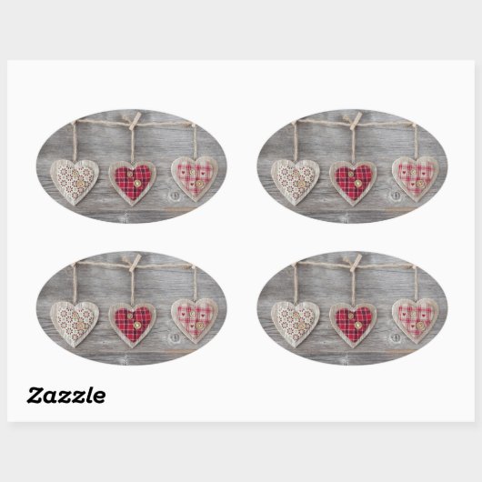 木製テーブルの上のハート 楕円形シール (シート)