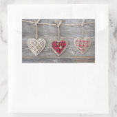 木製テーブルの上のハート 長方形シール (バッグ)