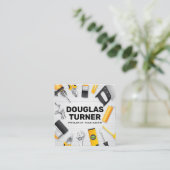 木製テーブルの建物ツール スクエア名刺 (スタンド正面)