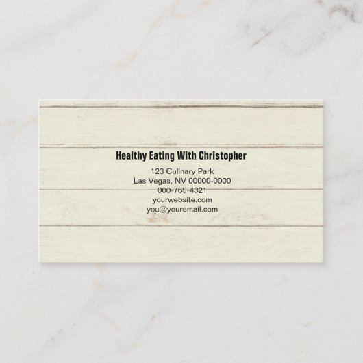 木製テーブルプレイス設定パーソナルシェフカスタム 名刺 (裏面)