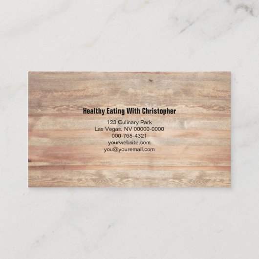 木製テーブルプレイス設定パーソナルシェフ 名刺 (裏面)