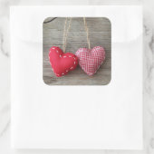 木製テーブル2の赤いハート スクエアシール (バッグ)