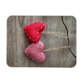木製テーブル2の赤いハート マグネット (横)