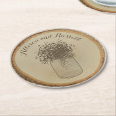 木製ディスク刺激を受けたなベビーの呼吸結婚式のコースター ラウンドペーパーコースター (アングル)