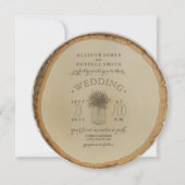 木製ディスク刺激を受けたなベビーの呼吸結婚式 招待状 (正面)