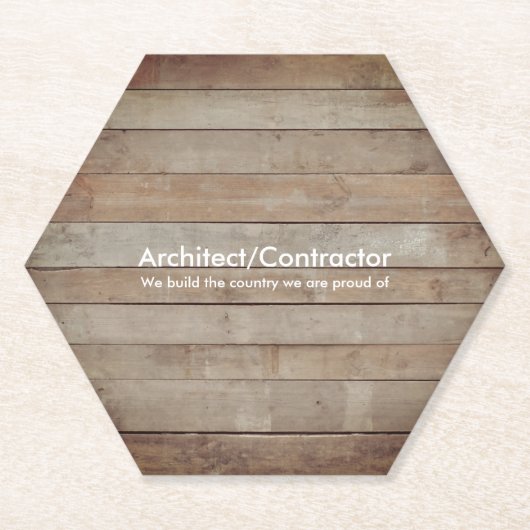 木製デッキの名刺 ペーパーコースター (正面)