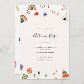 木製トイズ子供の誕生日 招待状 (正面/裏面)