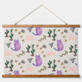 木製トップウォールタペストリーキャットフィッシュサボニャー 吊り下げ型タペストリー (正面)