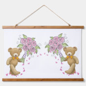 木製トップウォールタペストリークマの花フローラ 吊り下げ型タペストリー (正面)