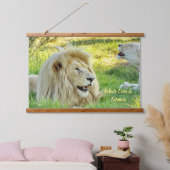木製トップウォールタペストリーホワイトライオン&ライオネス！ 吊り下げ型タペストリー (寝室)
