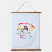 木製トップウォールタペストリー：イエス・キリスト 吊り下げ型タペストリー (正面)