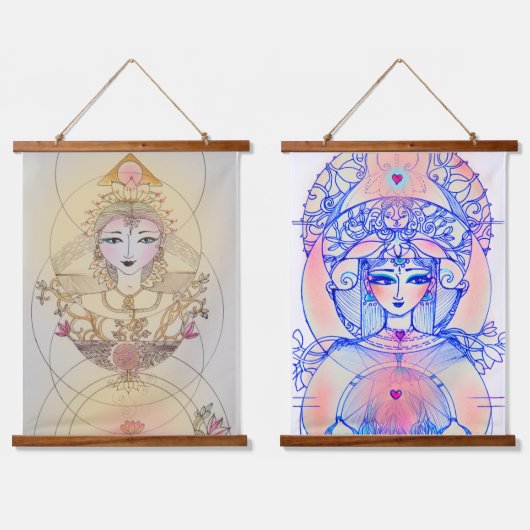 木製トップウォールタペストリー 吊り下げ型タペストリー (ダブル)