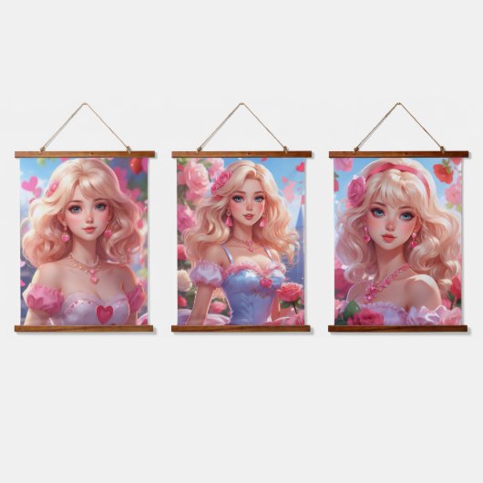 木製トップウォールタペストリー 吊り下げ型タペストリー (トリプル)